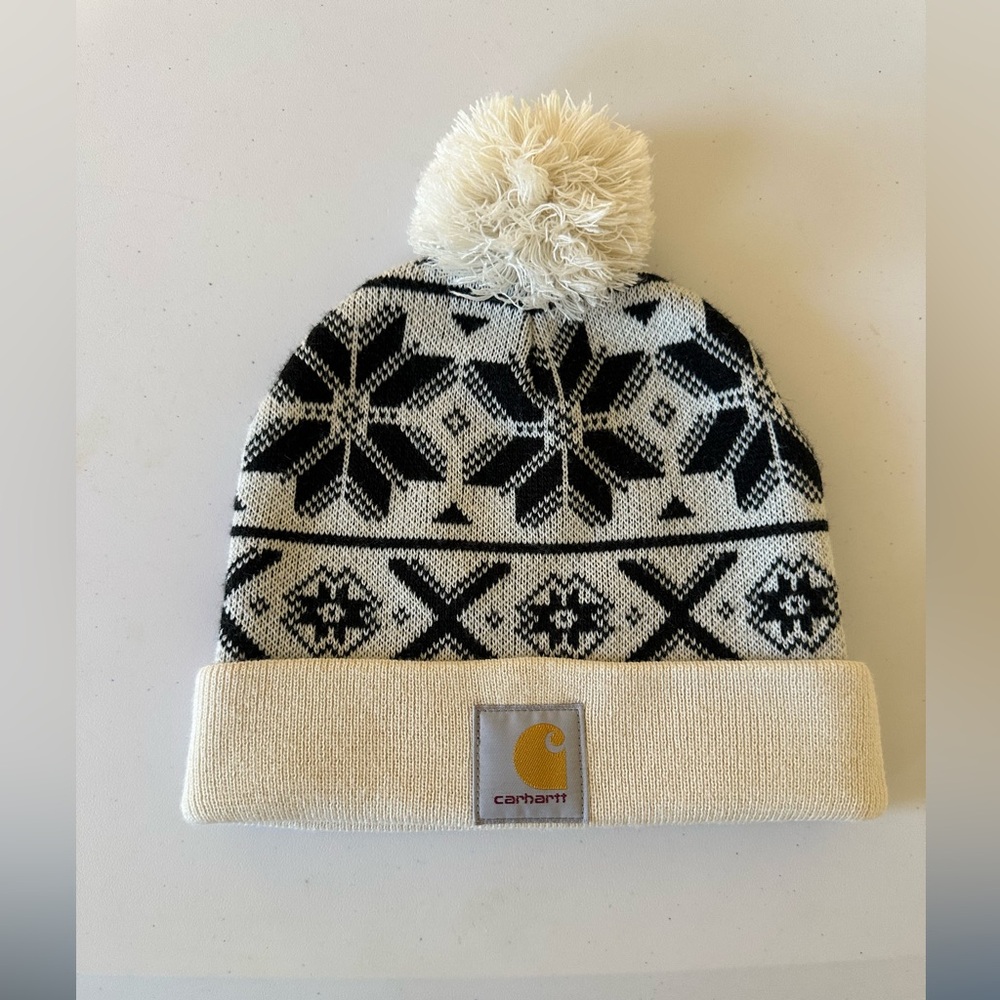 Carhartt Cream and Black Snowflake Beanie